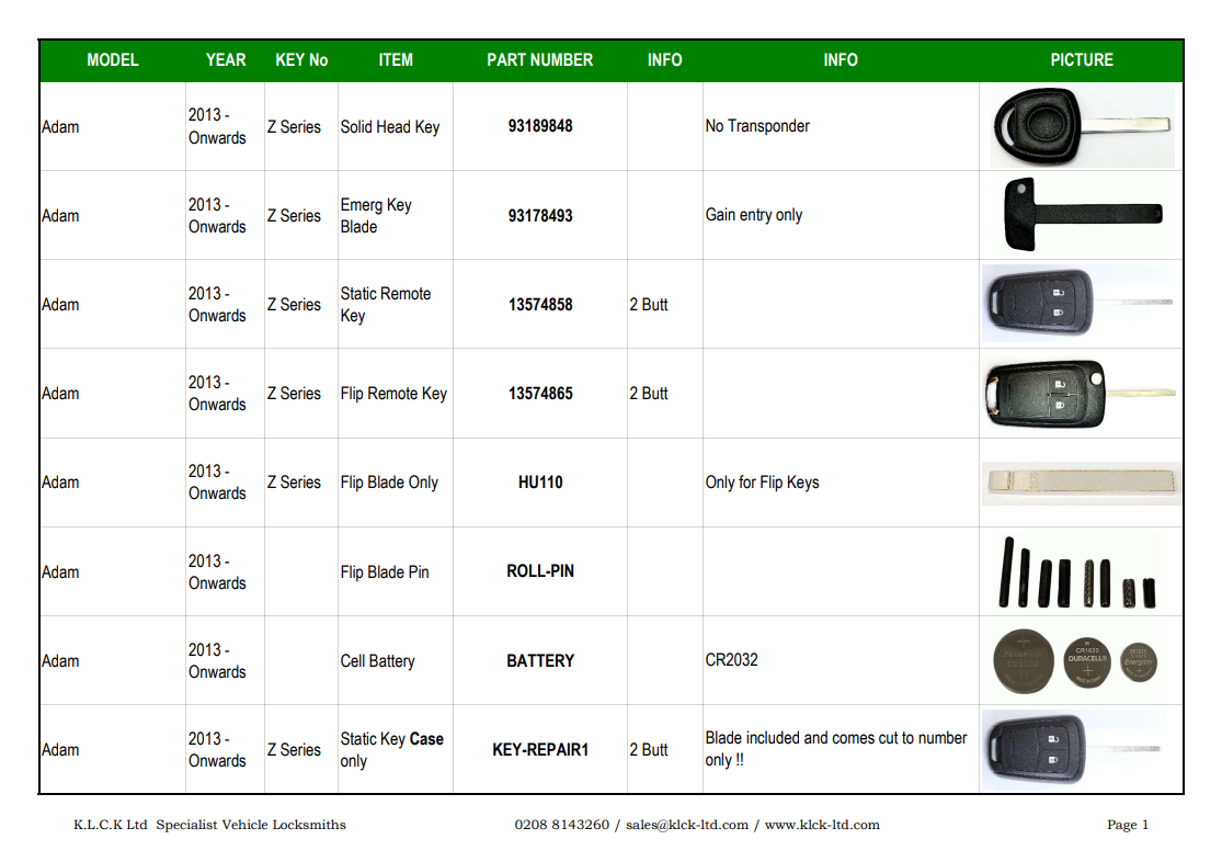 Vauxhall Catalogue Adam 1